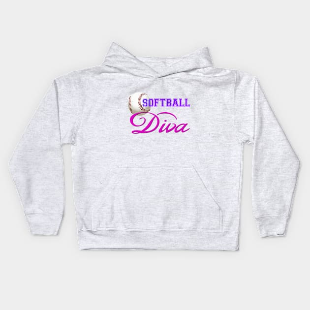 Softball Diva Kids Hoodie by Naves